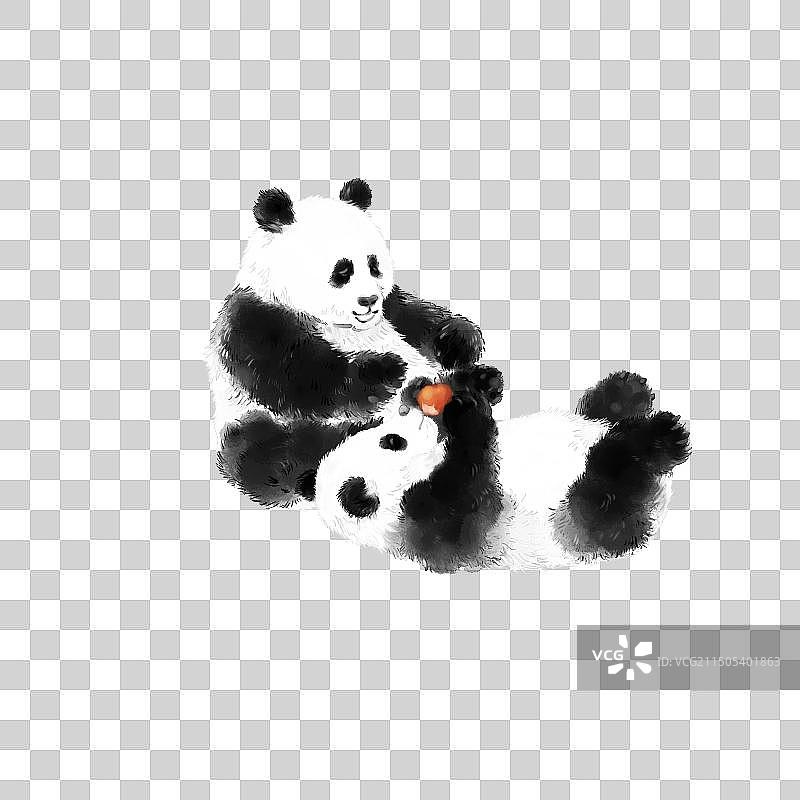 水墨风熊猫24节气系列免抠元素图片素材