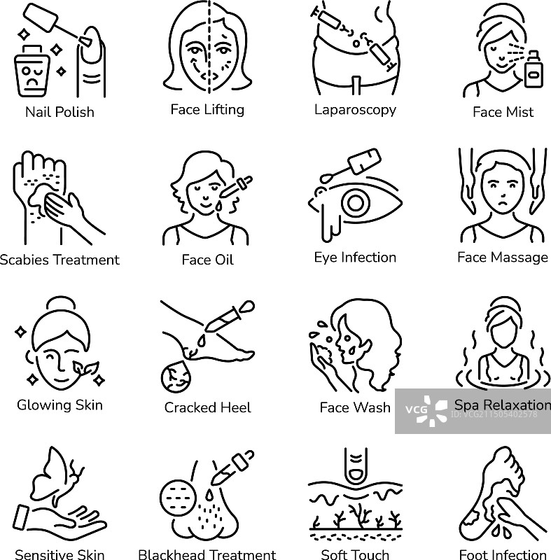 美容护理线性图标合集图片素材