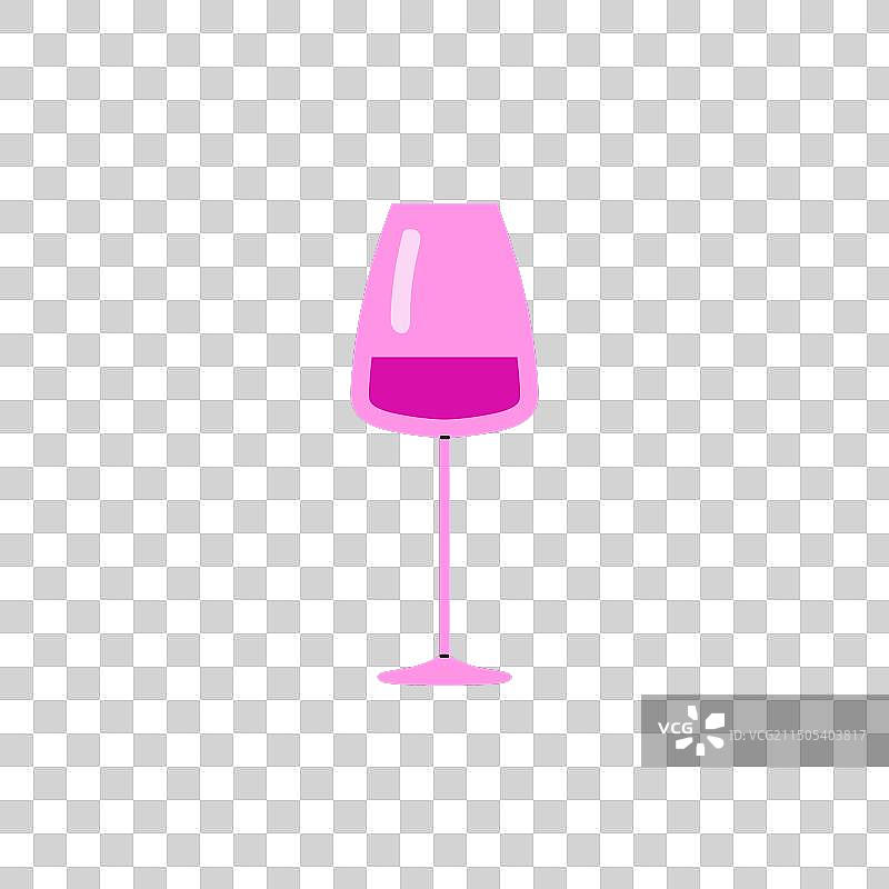玻璃杯中的葡萄酒扁平风格图标图片素材