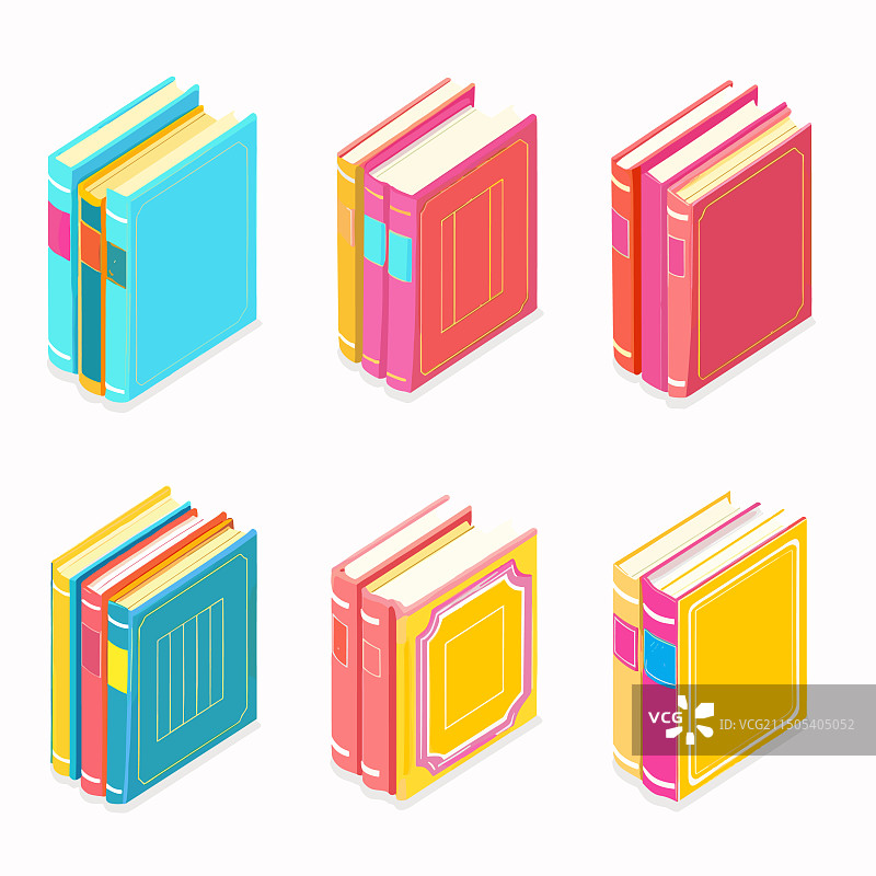 彩色2.5D直立书籍素材图片素材
