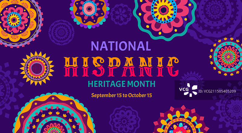 带有民族图案的西班牙裔传统月横幅图片素材