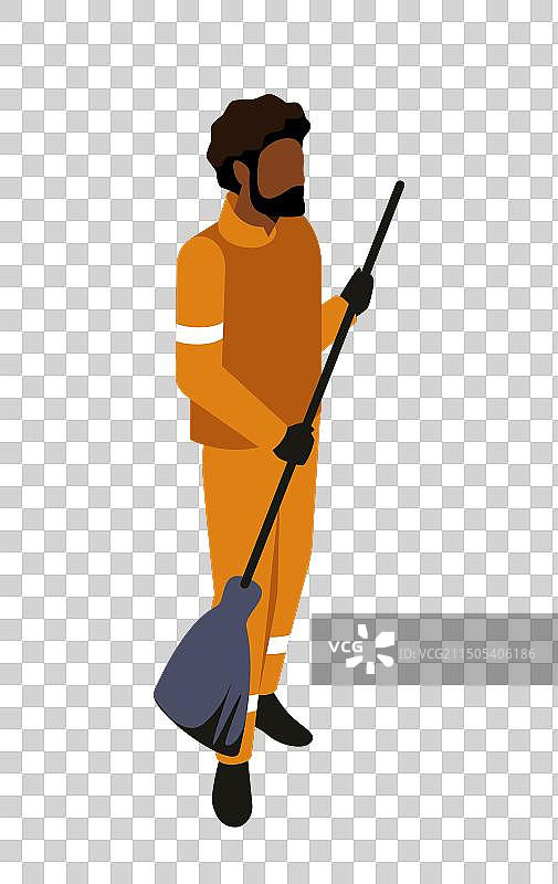身穿橙色制服的清洁工图片素材
