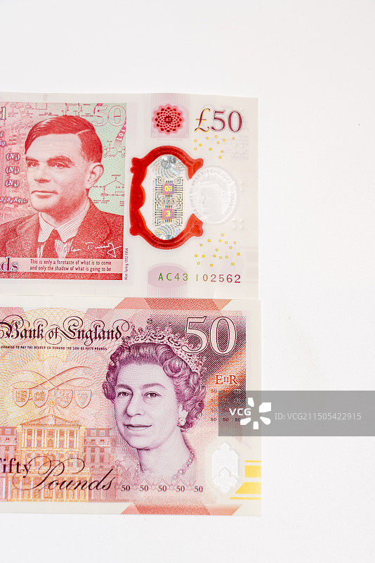英镑纸币新版和旧版的对比图片素材