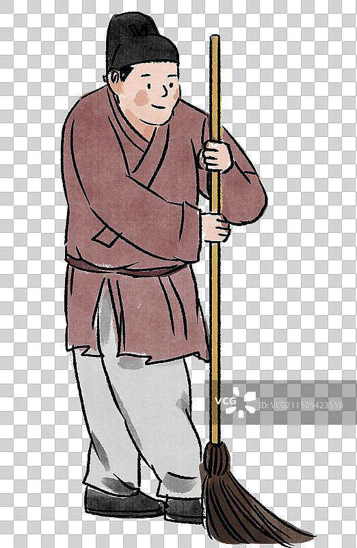 中国风新中式古风古典传统文化古装古人古代古时候明代明朝农村农业农民打扫清洁卫生做农活干活资讯插画图片素材