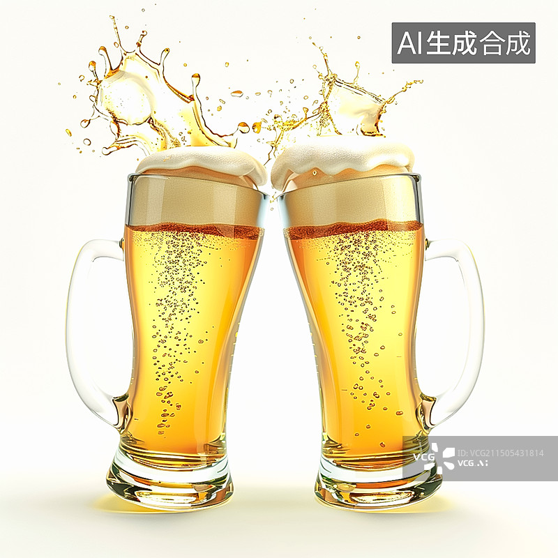 【AI数字艺术】白色背景的啤酒啤酒沫图片素材