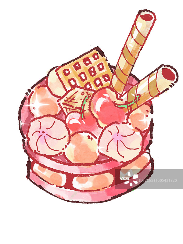 插图，食物，菜单，水彩，美食，饮料，甜点，蛋糕，文化，曲奇，樱桃图片素材