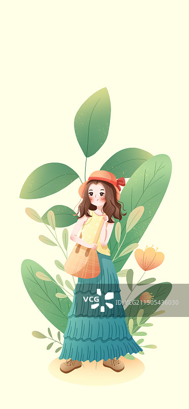 女孩植物花卉图片素材