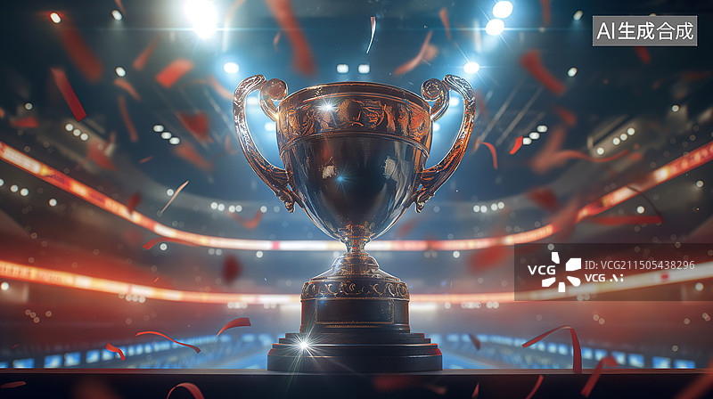 【AI数字艺术】一个巨型的奖杯屹立在场馆中央图片素材