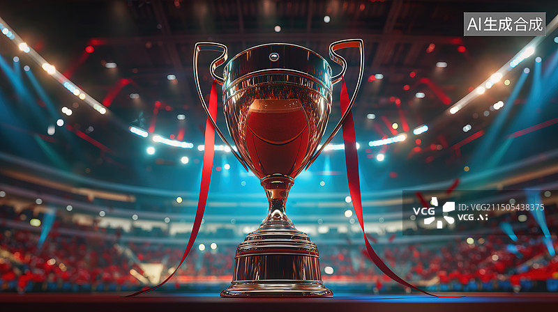 【AI数字艺术】一个巨型的奖杯屹立在场馆中央图片素材