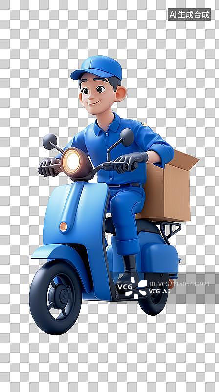 【AI数字艺术】穿着蓝色制服带着帽子的送货员快递员图片素材
