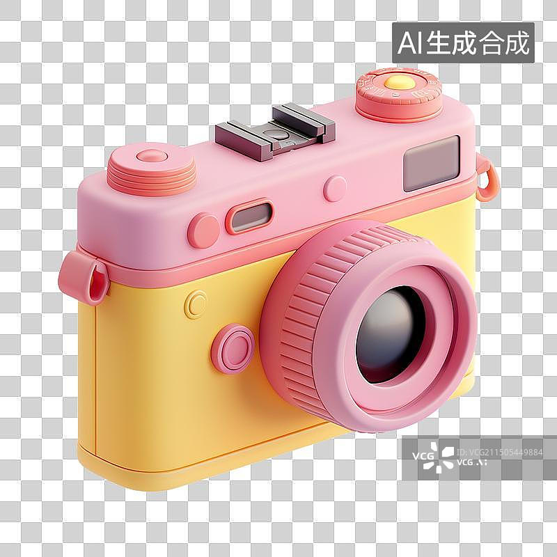 【AI数字艺术】粉黄色系3D图标icon相机图片素材