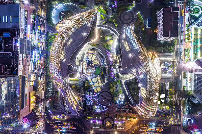 广州城市夜景航拍图片素材