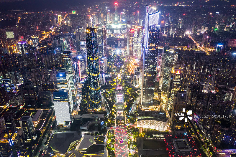 广州城市夜景航拍图片素材