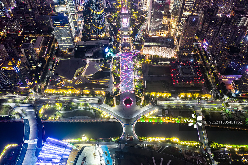 广州城市夜景航拍图片素材