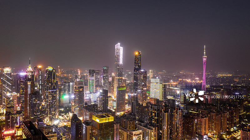 广州城市夜景航拍图片素材