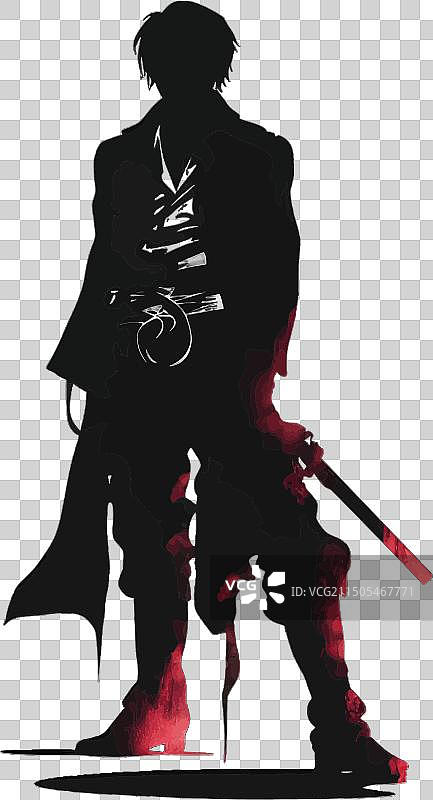 带剑男人的黑色剪影图片素材
