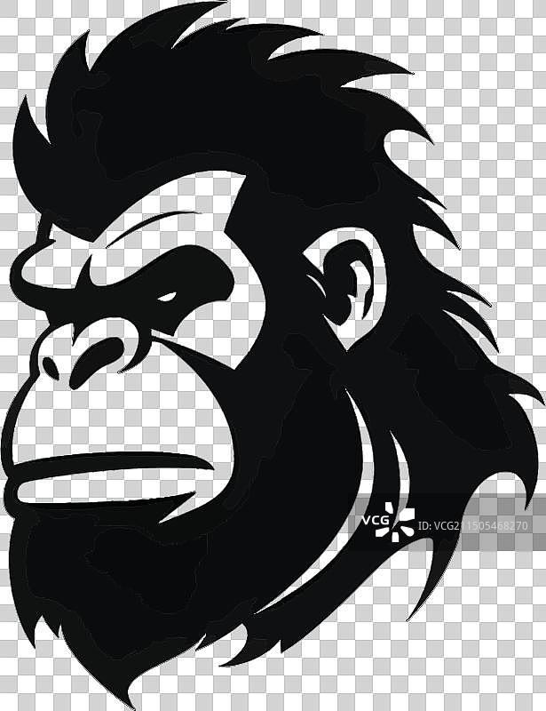 黑色黑猩猩头部剪影图片素材