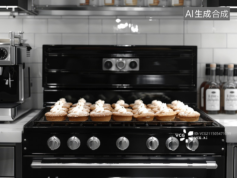 【AI数字艺术】家庭厨房烤箱烤炉烘焙甜点摄影图图片素材