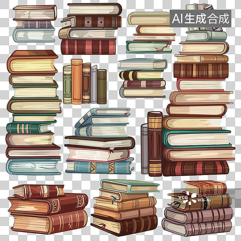【AI数字艺术】古书 书籍 一摞书图片素材