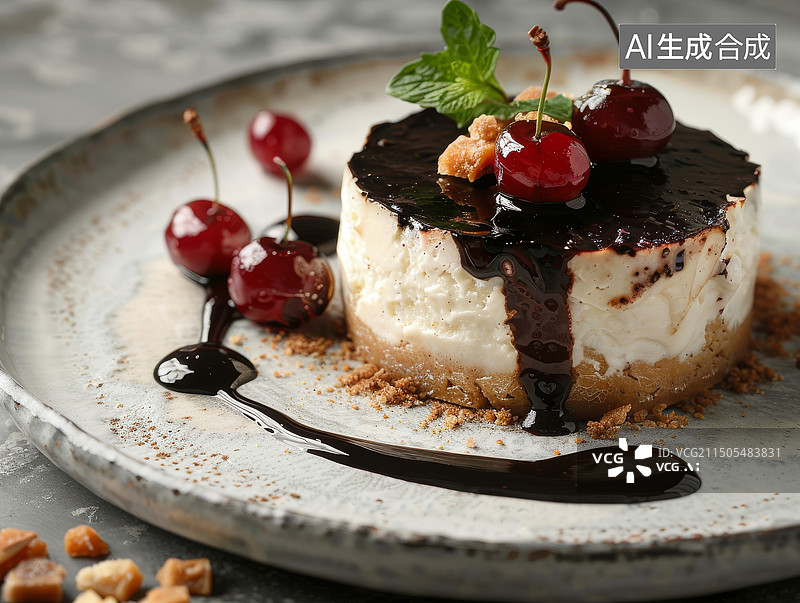 【AI数字艺术】餐盘中的甜点图片素材