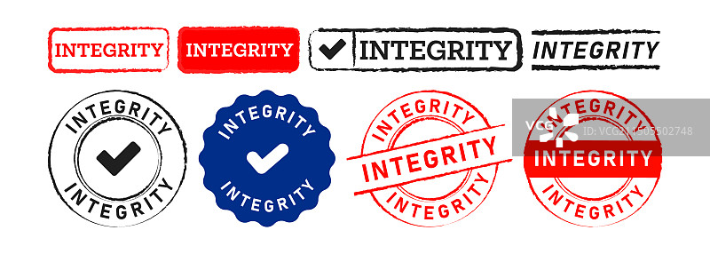 橡胶印章和标签贴纸完整性标志图片素材