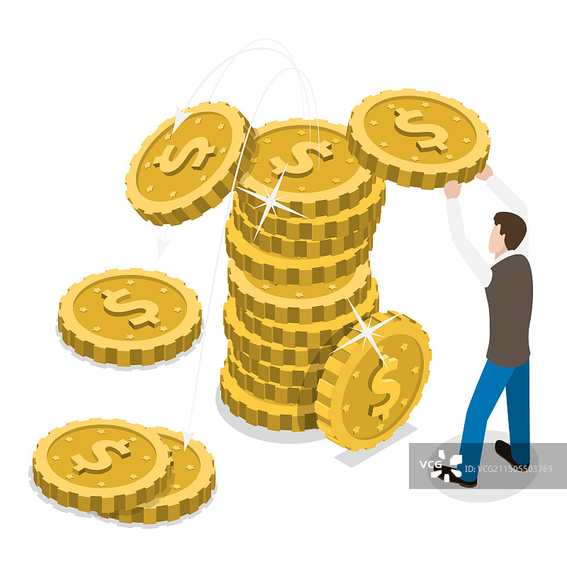 2.5D等距扁平化金融危机图片素材