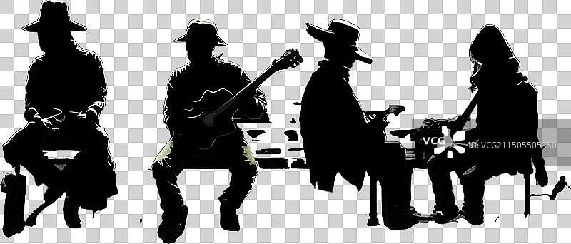 弹吉他的男人黑色剪影图片素材