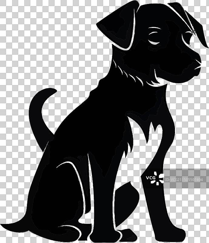 白色背景上的狗的黑色轮廓图片素材