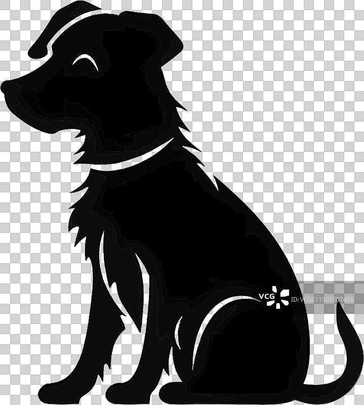 白色背景上的狗的黑色轮廓图片素材