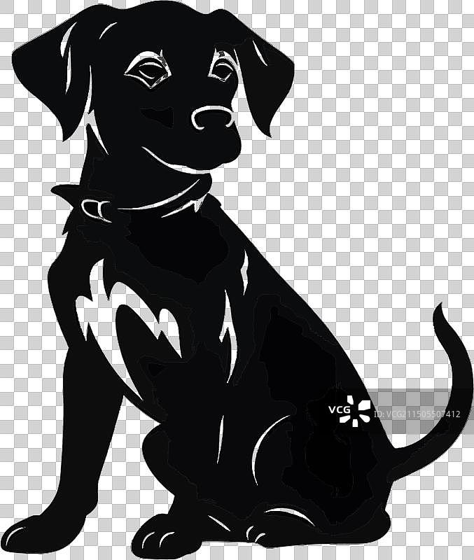 白色背景上的狗的黑色轮廓图片素材