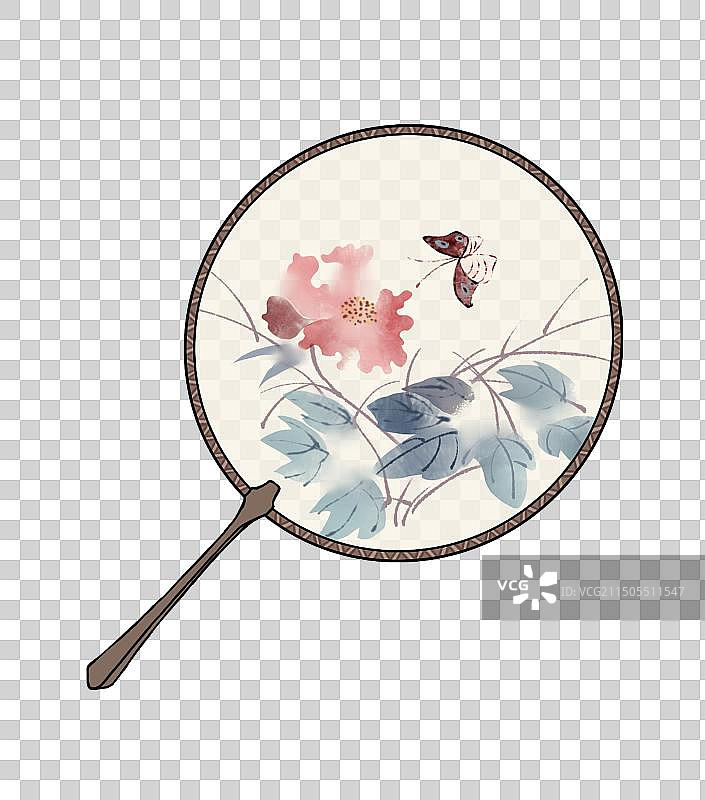 古典风格古诗词团扇扇子元素图片素材
