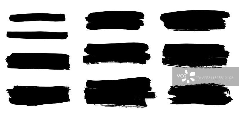 黑色笔刷条纹套装图片素材