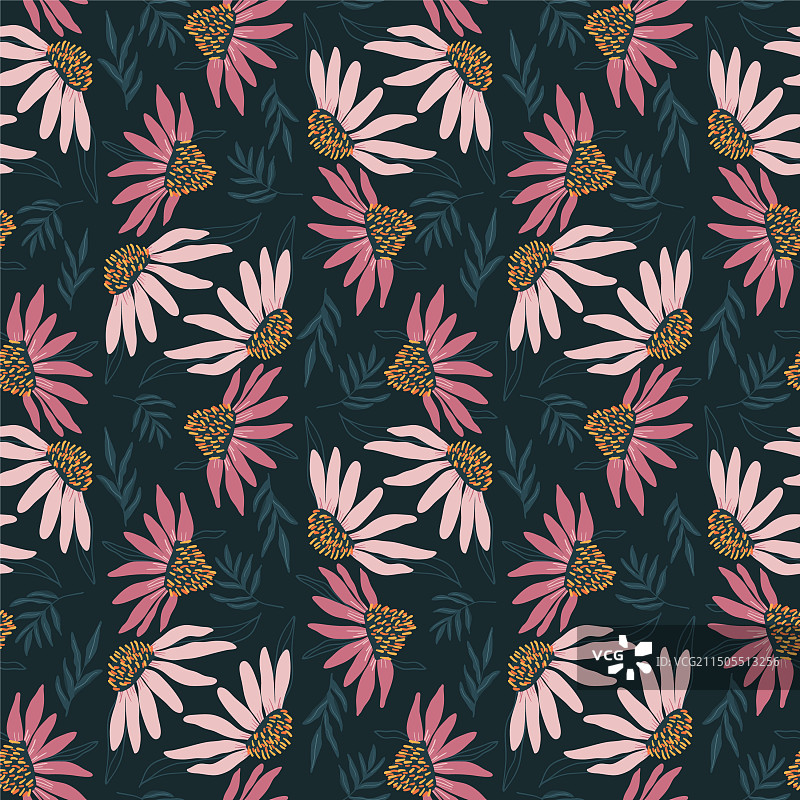 紫锥花草地无缝图案紫色图片素材