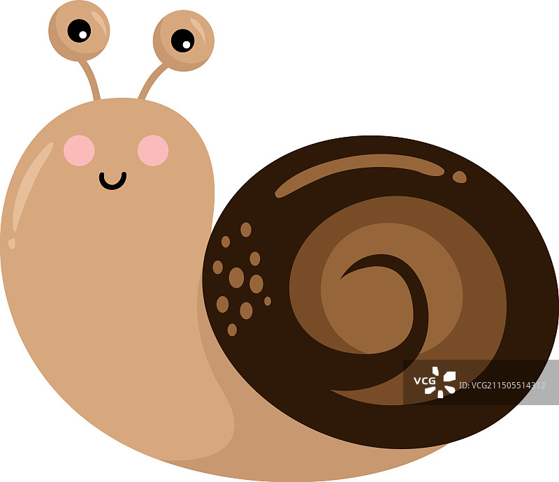 白色背景上的可爱棕色蜗牛图片素材