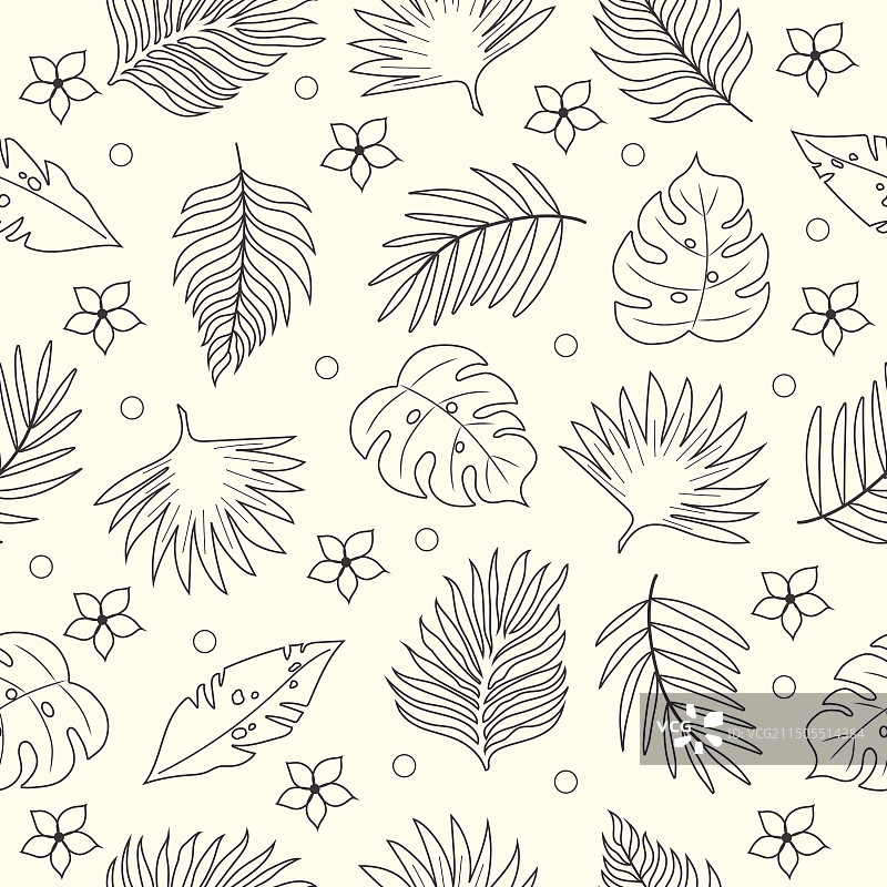 棕榈叶和鸡蛋花涂鸦图案图片素材