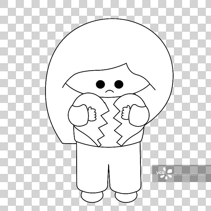 伤心的可爱卡通女孩图片素材