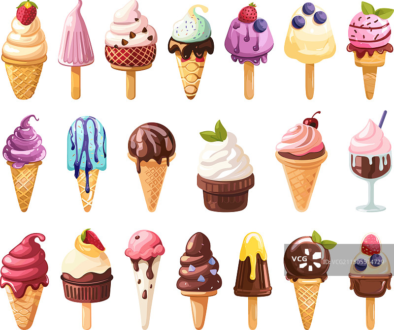 卡通冰淇淋图标合集图片素材