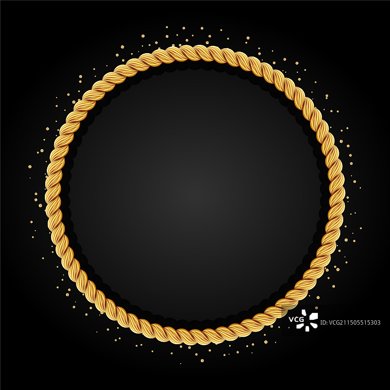 金色扭曲绳索圆形框架图片素材