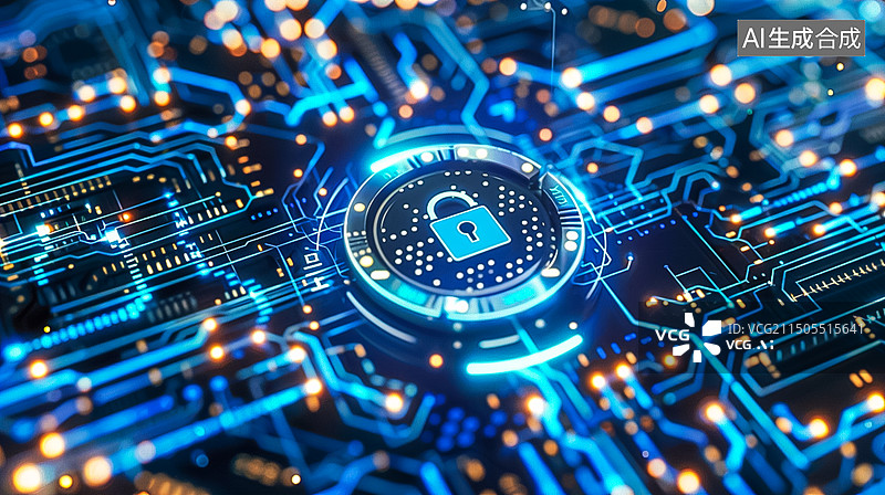 【AI数字艺术】网络安全保护锁定图标图片素材