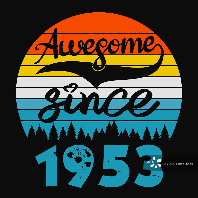 始于1953年的生日T恤马克杯贴纸图片素材