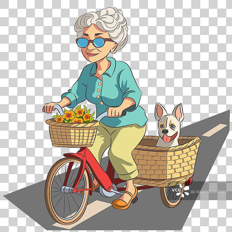 戴眼镜的灰发微笑老奶奶图片素材