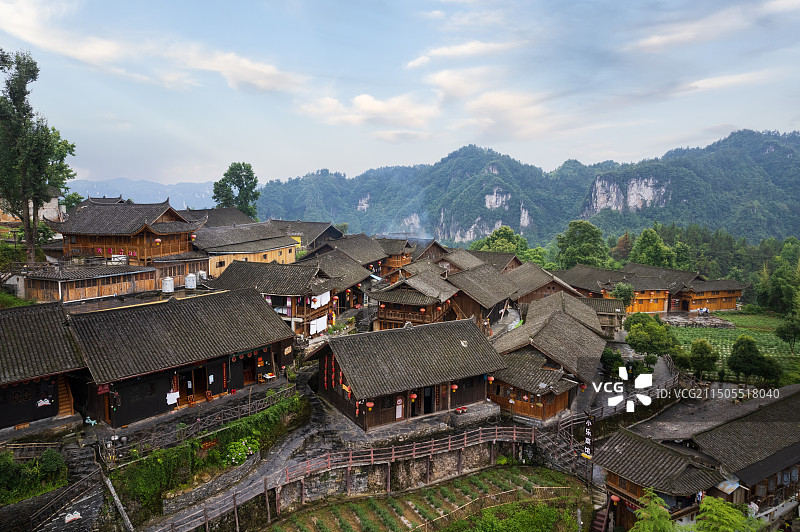 精准扶贫首倡地十八洞村梨子寨 苗寨图片素材