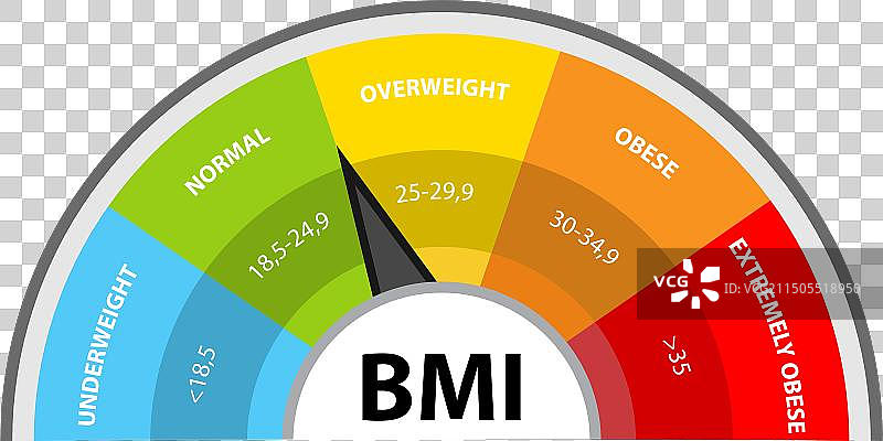 显示体重类别的彩色BMI测量仪图片素材
