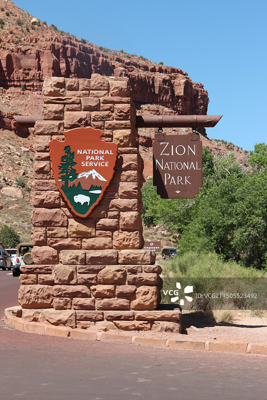 锡安国家公园标识牌图片素材