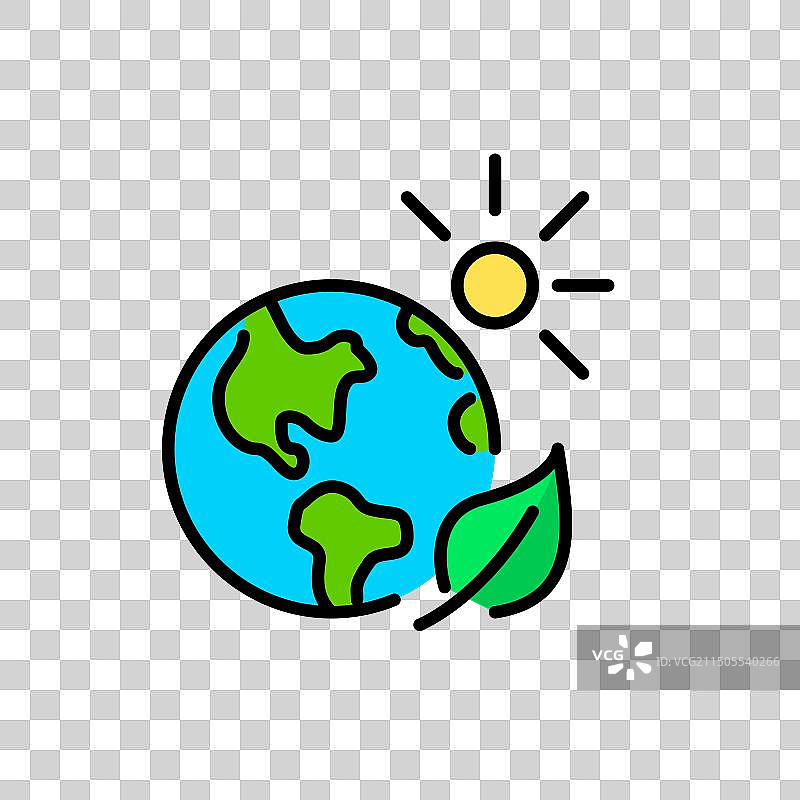 全球可持续发展：地球、绿叶与阳光图片素材
