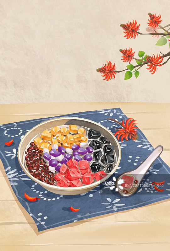泉州特色美食“四果汤”插画图片素材
