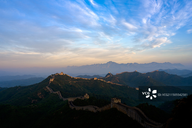 河北金山岭长城将军楼清晨图片素材