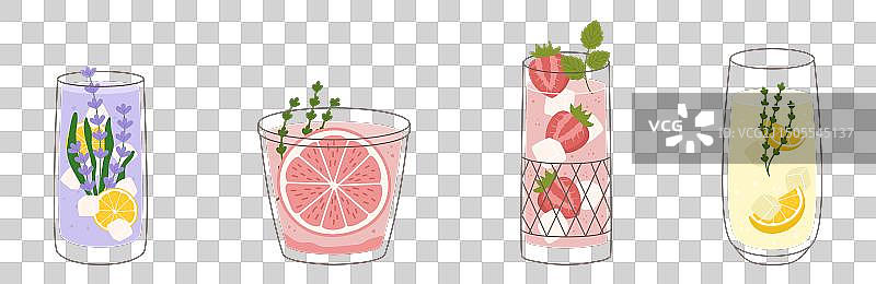 不同口味柠檬水合集图片素材