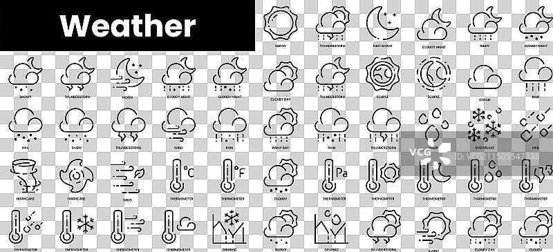 极简细线描边天气图标图片素材