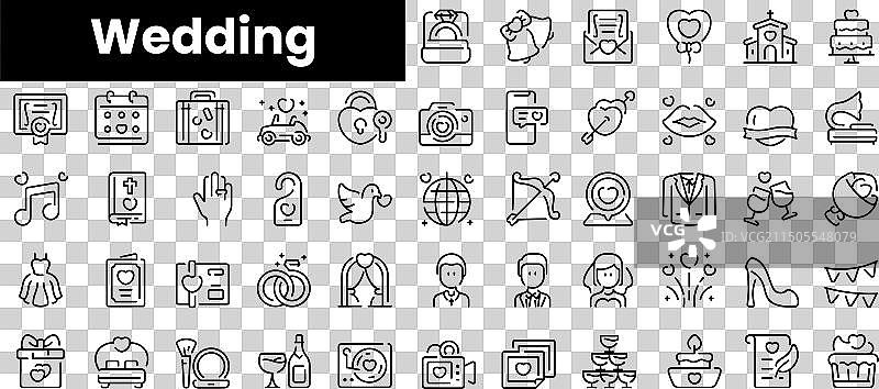 极简婚礼图标轮廓集图片素材